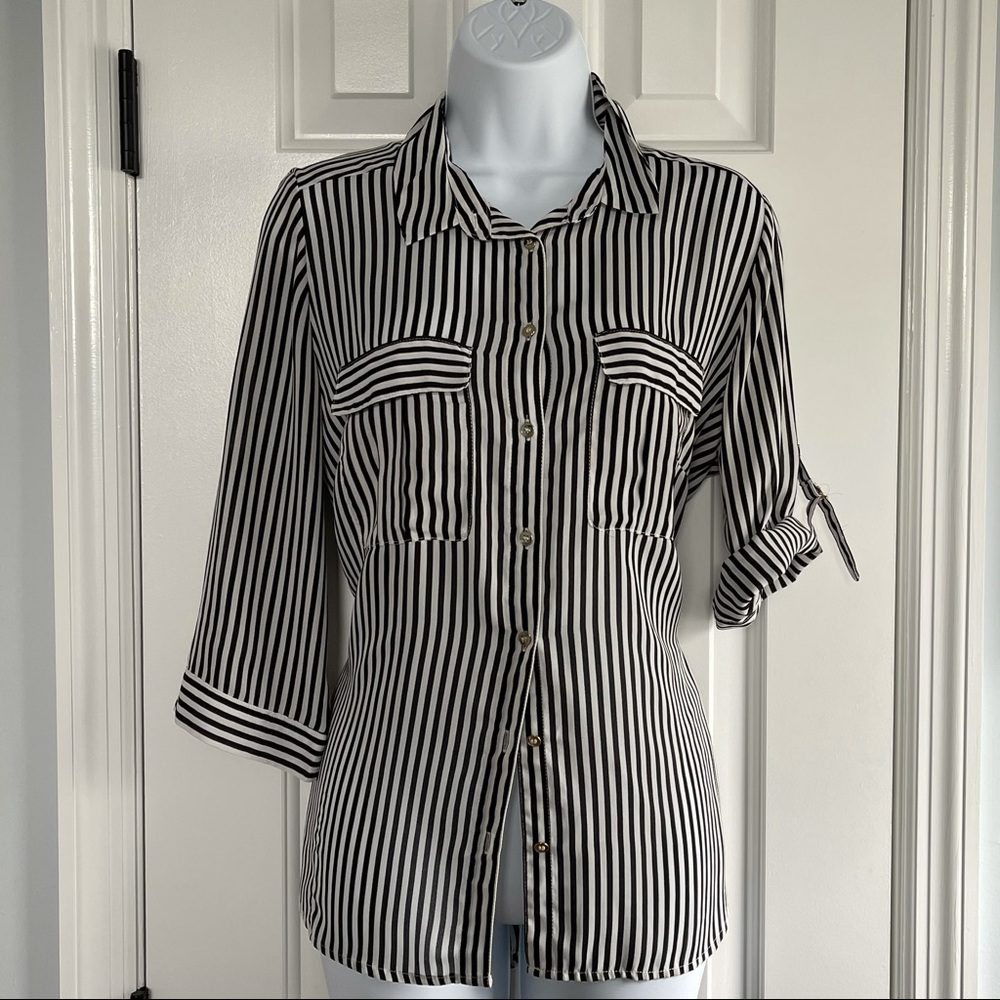 Black and white stripe blouse